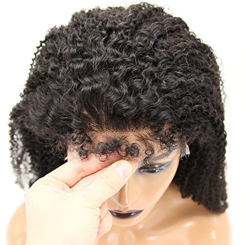 cikk-cakk haj 4C Perverz Élek Hajszálvékony Afro Perverz Göndör 5x5 HD Csipkés Bezárása Paróka Emberi hajból 180 Sűrűség Göndör