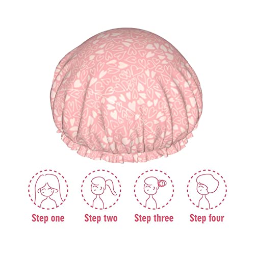 rózsaszín szív zuhanysapka Újrafelhasználható Fürdő Sapkák A Nők Dupla Rétegű Elasztikus Zuhany Kalap