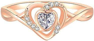2023 Új Szív Gyűrű Szerelem Strasszos Gyűrű a Nők Szeretik Üreges Strasszos Gyűrű, Szemüveg Gyűrű az Ujjadon (Rose Gold, 6)