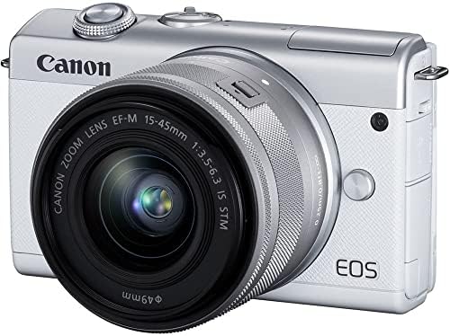 Canon EOS M200 tükör nélküli Digitális Fényképezőgép 15-45mm Lencse (Fehér) (3700C009), a 64 gb-os Kártya, Tok, Szűrő Készlet,