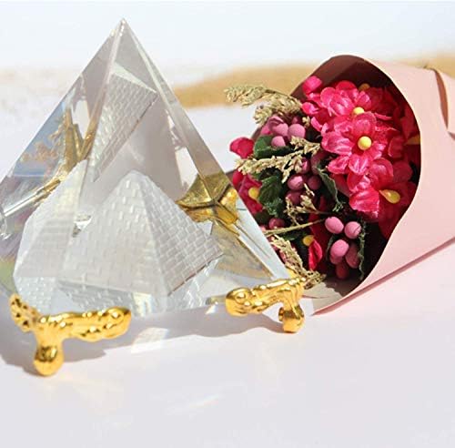 Kristály Piramis Prism, Feng Shui Kézműves Meditáció Kristály Arany Állni Home Office Art Dekor, Piramisok Ajándék, Állj a Jólét,