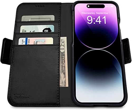 Dreem Fibonacci iPhone 14 Pro Max Tárca Eset / 2-az-1-Ütésálló MagSafe Esetben Levehető Luxus Vegán Bőr Tok a RFID Kártya Védelme