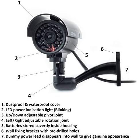 DigiCharge Dummy CCTV Kamera, Kültéri, Beltéri Hamis Szimulált CCTV Biztonsági Utánzat Térfigyelő Kamera Villogó LED (3PCS)