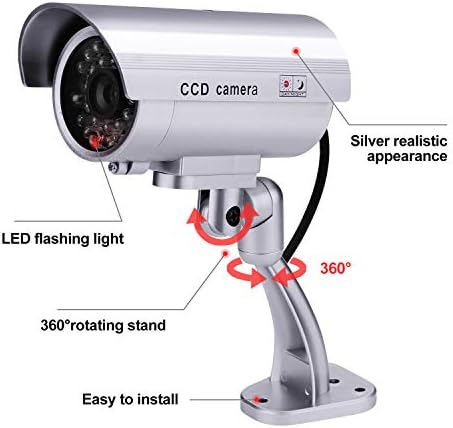 Hatóanyag nélküli Biztonsági Kamera, FITNATE 4 Csomag Hamis Megfigyelő Biztonsági Kamera Rendszer, LED-es Piros Villogó Fény