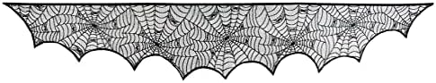Beistle Poliészter Szövet Fekete Csipke Pókháló Pókháló Kandalló Kandalló Sál Halloween Dekoráció, Otthon Dekoráció, 18.5 x 8'