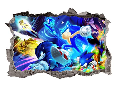 Sonic Adventure Fali Matricák Art 3D-s Összetört Egyéni Sündisznó Gyerek Szoba Dekoráció Fiúk Hálószoba Poszter Freskó Háttérkép Cserélhető