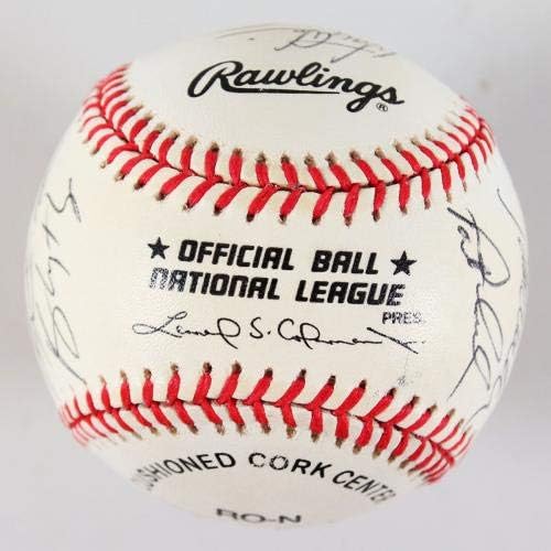 1998 Bátrabbak Csapat-Dedikált Baseball (23) Chipper Jones, Greg Maddux, stb. – COA SZÖVETSÉG - Dedikált Baseball