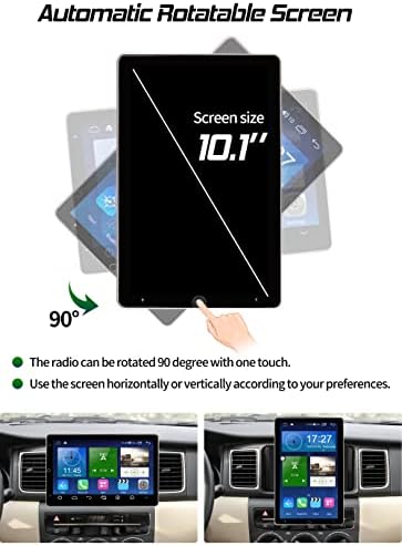 10.1 Inch Dupla Din autórádió Android Rádió Univerzális, Forgatható érintőképernyővel Fej Egység CarPlay/Android Auto 4GB+64 GB, Bluetooth