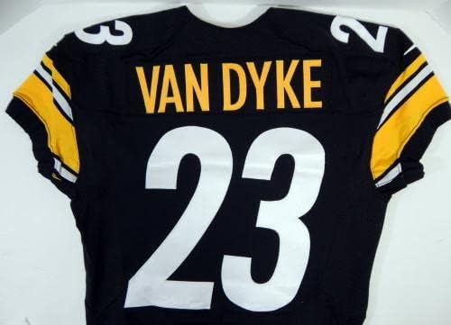 2013 Pittsburgh Steelers DeMarcus Van Dyke 23 Játék Kibocsátott Fekete Jersey 40 86 - Aláíratlan NFL Játék Használt Mezek