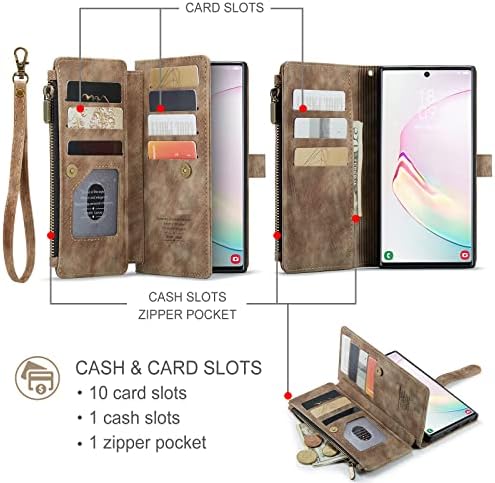 Asuwish Telefon tok Samsung Galaxy Note 10 Plusz Glaxay Note10+ 5G Tárca Fedelét, majd Edzett Üveg kijelző Védő fólia Flip Card Holder Sejt