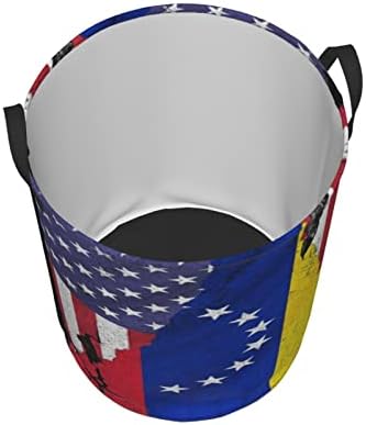 Amerikai-Venezuelai Zászló Szennyesben Kerek Szennyes Ruhát, Táskát, Összecsukható Kosárban A Hálószoba Fürdőszoba Szennyestartó