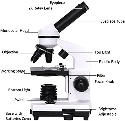 CZDYUF Szakmai Biológiai Mikroszkóp Összetett LED Monokuláris Tanulói Mikroszkóp Biológiai Kutatás Okostelefon Adapter 40X-1600X