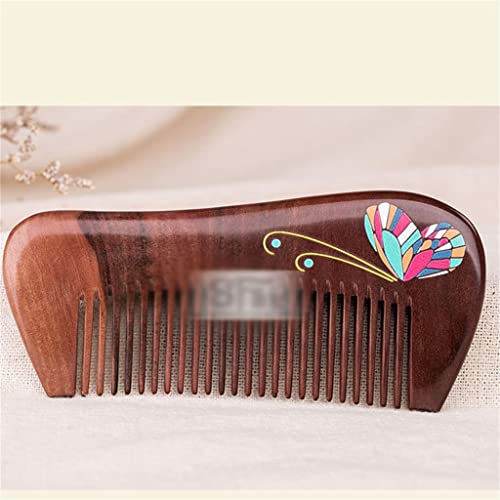 GENIGW Peachwood Comb Női Comb Három-dimenziós Megkönnyebbülés Fa Comb Hordozható Pack Comb Fa Comb Haj Fésű