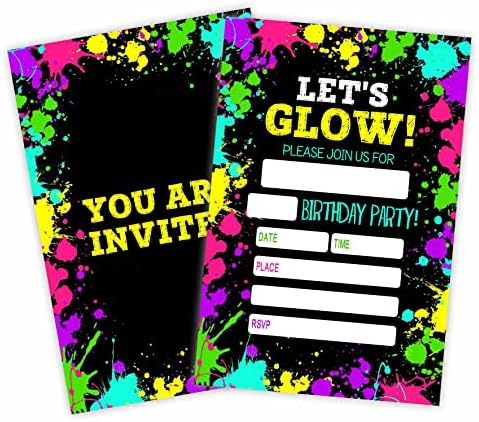 Hagyd, hogy a Ragyogás Szülinapi Parti Meghívó,Világító Neon Meghívni Kártyák（20-ig) A Borítékokat, Töltse ki A Stílus Kérd