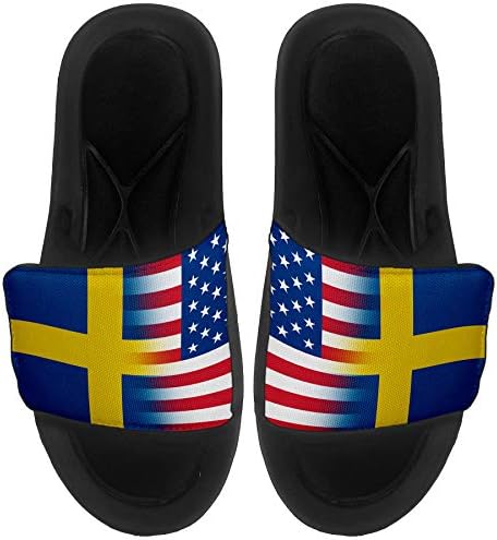 ExpressItBest Dobozkát Slide-On Szandál/Diák, a Férfiak, Nők, Fiatalok - Zászló Svédország (Svéd) - Svédország Zászló
