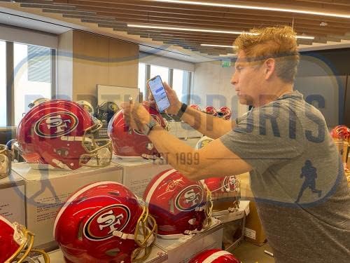 Steve Fiatal Aláírt San Francisco 49ers Sebesség Hiteles Flash NFL Sisak - Dedikált NFL Sisak