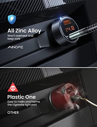 AINOPE Autós Töltő Adapter, Dual QC3.0 Port 6A/36W Gyors USB Autós Töltő Minden Fém szivargyújtó USB Töltő Feszültség Kijelző Kompatibilis