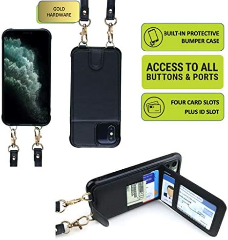 Felszerelés Fenevad Kors Telefon tok Pénztárca Kompatibilis iPhone 12 Pro Max, RFID Védett Cross Body Telefon Táska Táska, Állítható Pánt