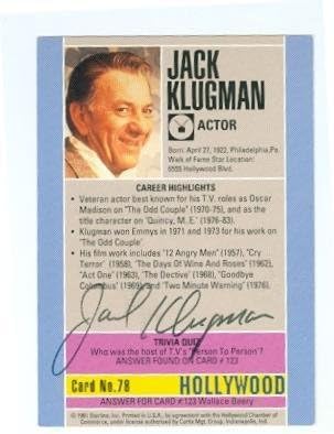 Jack Klugman dedikált Kártyára (Furcsa Pár Oscar Madison) az 1991-es Hollywood Walk of Fame 78 Vissza - TV Kereskedelmi Kártyák