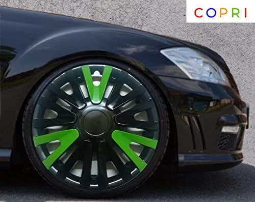 Copri Készlet 4 Kerék Fedezze 13 Colos Fekete-Zöld Dísztárcsa Snap-On Illik Ford