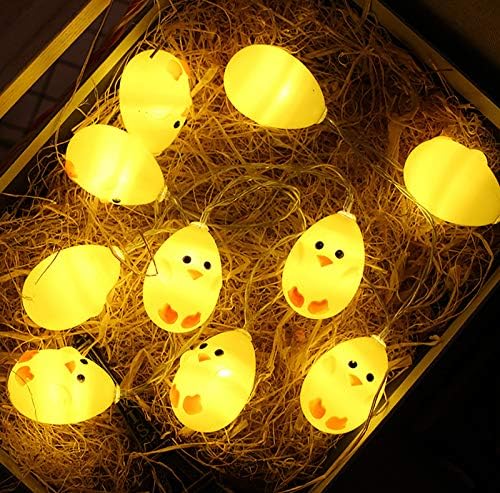 Kis Sárga Csirke String Fény Húsvéti Dekoráció, Aranyos Állat Csirke Dekorációs Fények, Akkumulátoros 4.9 ft 10 LED-es Lámpák, Otthon