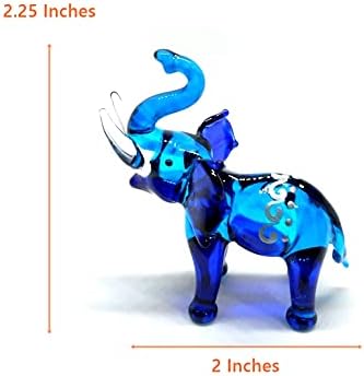Kézzel készített Mini Kék Elefánt a Thai Művészeti Üveg Robbant Vadállat Gyűjthető Figurák Adatok Dísz Miniatűr Király Cucc Tanár,