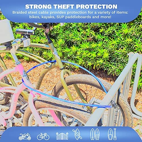 DocksLocks Anti-Theft Időjárásálló Egyenesen Biztonsági Kábel Törölhető Kombinációs Zár Kajak, Kerékpár, Paddleboards, Berendezések, valamint