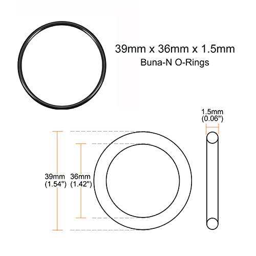 Rebower Nitril Gumi O-Gyűrű Buna-N O-Gyűrűk, [a Csapot, a Víz Tömlő, Szűrő, Szivattyú, Levegő Cső, Gáz Kapcsolatok] - 39 x 36 x 1,5 mm / 70A
