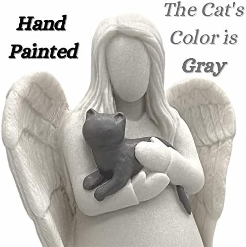 OakiWay Macska Emlékmű Ajándék Csomag - Macska Angyal gyertyatartó Figura + 4x6 Háziállat Kép Keret lábnyom & Szőtt Szív
