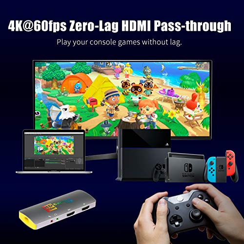 Mirabox 4K 60FPS Game Capture Kártya,USB3.1 C-Típusú HDMI-digitalizáló Kártya,1080P 60FPS HD Audio Video Capture Device a PS4 Kapcsoló OBS