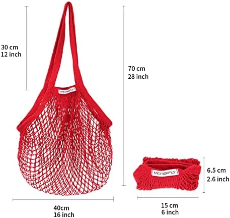 5 Csomag Újrahasznosítható Pamut Háló táskák, hosszú fogantyú vásárlás nettó táskák növényi táskák string táska termel élelmiszert