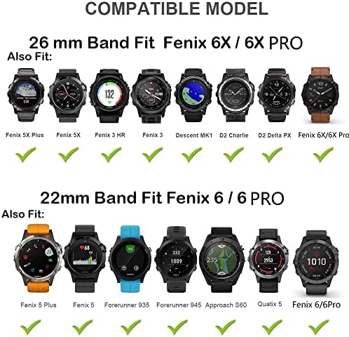 FEHAUK 26 22mm Quick Fit Watchband A Garmin Fenix 6X 6 Pro 5X 5 + 3 HR 935 Enduro Szíjak, Szilikon Easyfit gyorskioldó karkötő