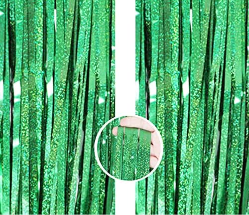 AILEXIBG 3.2 ft x 8.2 ft Fémes Csillogó Fólia béren kívüli Függöny Party Fotó Hátteret, Esküvői Dekoráció (2 Csomag Zöld Lézer)