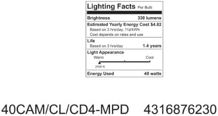 A GE Lighting Kristálytiszta Izzók, 40 Wattos, CA Típusú Izzók, Közepes Bázis (16 Db)