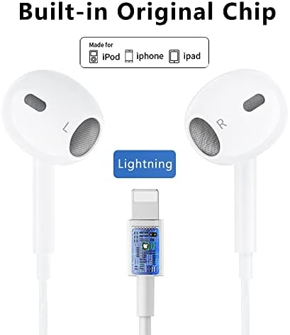Apple Vezetékes Fejhallgató a Lightning Csatlakozó [Apple Mpi Hitelesített] in-Ear Zaj Leválasztó iPhone Fejhallgató Beépített Mikrofon & hangerőszabályzó