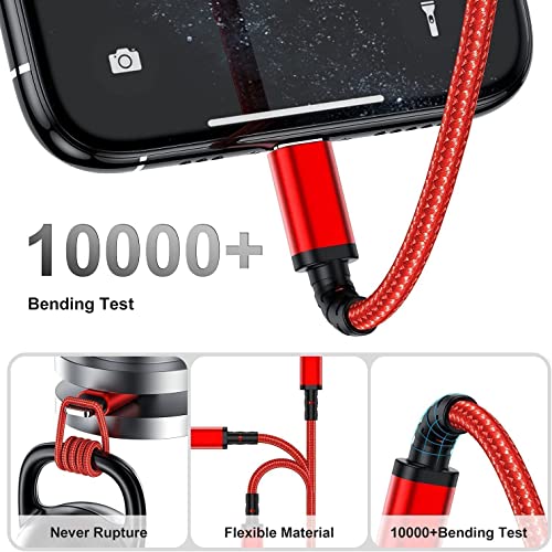 3Pack 3ft iPhone Töltő Kábel, [ Apple Mpi Hitelesített ] USB-EGY Villám Kábel 3 Méter, Fonott Nylon Gyors Töltés Kábel 3 Méteres
