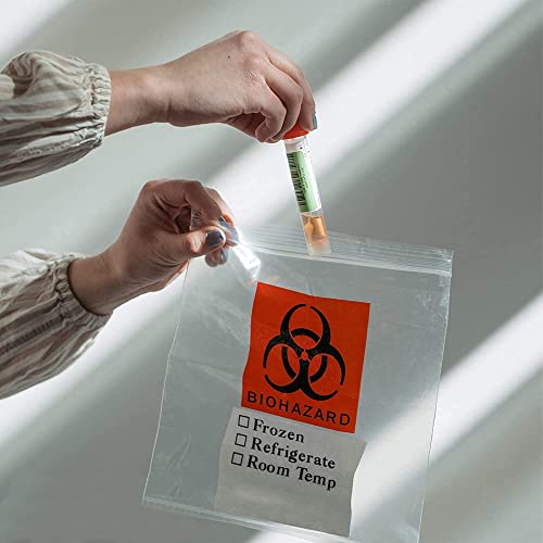 APQ Biológiai Táskák, 6x9, Kis Biológiai Táskák Piros Címke Csomag 100, Vastag Bio Veszélyességi 2 Fal Táskák Hulladék, Minta Vegyvédelmi Táska