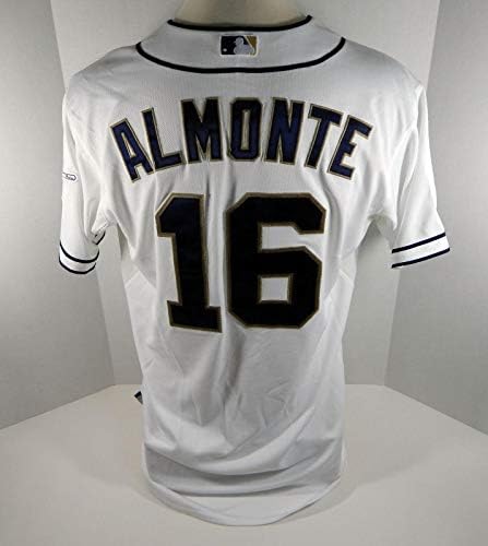 2015 San Diego Padres Ábrahám Almonte 16 Játék Kiadott Fehér Jersey - Játék Használt MLB Mezek