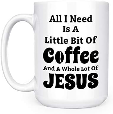 Szükségem Van Egy Kis Kávét Meg Egy Csomó Jézus - 15oz Deluxe Kétoldalas Kávé, Tea Bögre