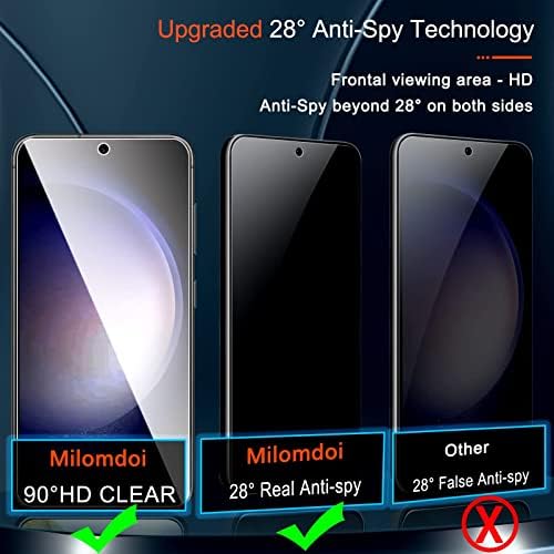 Milomdoi [3+3 Csomag] a Samsung Galaxy S23 Plusz S23+ Privacy Screen Protector Edzett Üveg Tartozékok 3 Csomag Adatvédelmi Képernyő Samsung