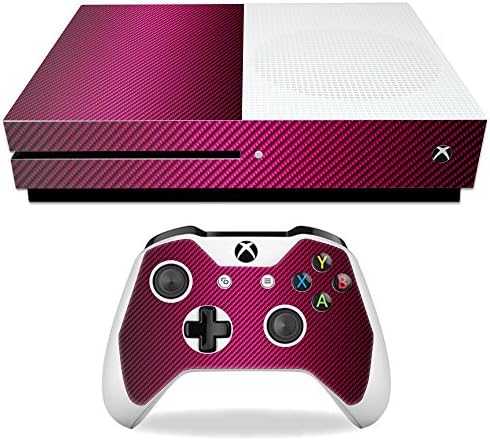 MightySkins Bőr Kompatibilis a Microsoft Xbox One S - Rózsaszín Szénszálas | Védő, Tartós, Egyedi Vinyl Matrica wrap Borító | Könnyű