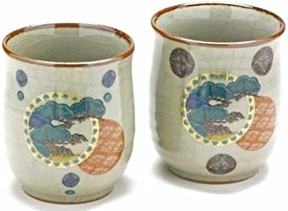 Hyakkaen - Kutani Ware Házaspár Tea Csésze Kanamaru Matsutake Szilva Vissza Festmény