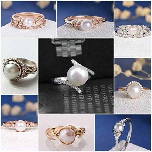 (9) Vintage Nők Fehér Gyöngy 925 Ezüst Esküvő, Eljegyzés Javaslat Gyűrű Méret 6-10 (6)