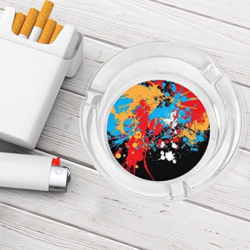 Festék Splash Art Cigaretta Üveg Hamutartó Kerek Dohányzás Jogosultja Ash Tálcát Home Hotel Asztali Dekoráció