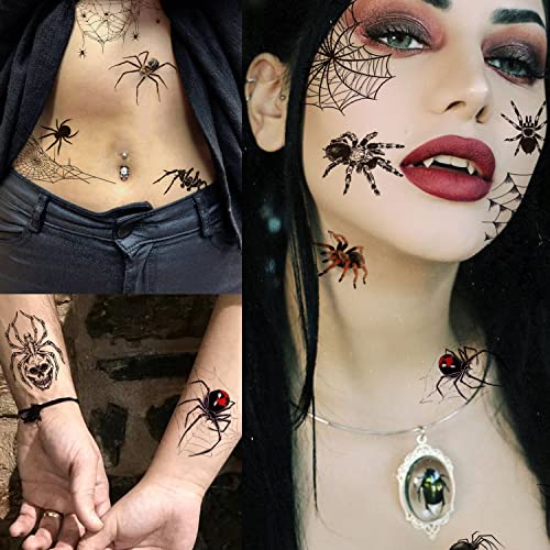 Tazimi 70 Pók Ideiglenes Tetoválás-3D-s Pókháló Hamis Tetoválás a Nők, Férfiak, Gyerekek, Felnőttek Reális Ideiglenes Tetoválás