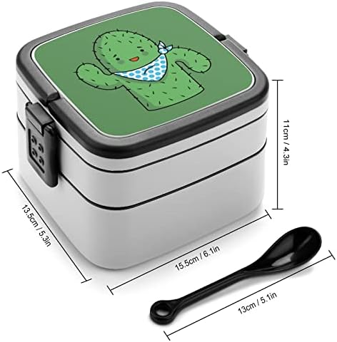 Kaktusz Sál Ebédet Hordozható Double-Layer Bento Box Nagy Kapacitású Ebéd Tartály Élelmiszer-Tartály Kanál