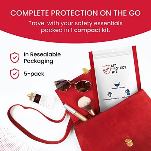 A Védeni Szett 3in1 Készlet 5 csomag Tartalmaz 3-Rétegű Eldobható Maszk, kézfertőtlenítő Gél, illetve Sanitizing Törölje