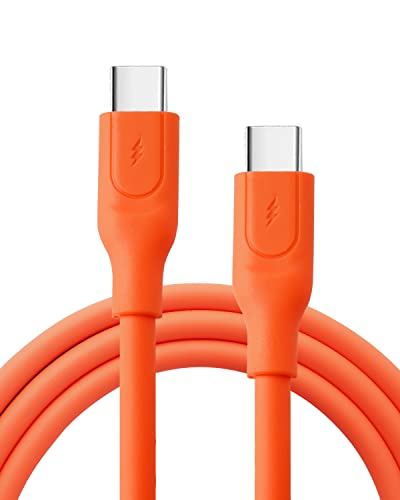 USB-C-Szilikon Kábel, 60W C Típusú USB-C, Gyors Töltő Kábel Kompatibilis a Samsung Galaxy S21/S20, Pixel 5/4/3, vagy Több(Narancssárga)