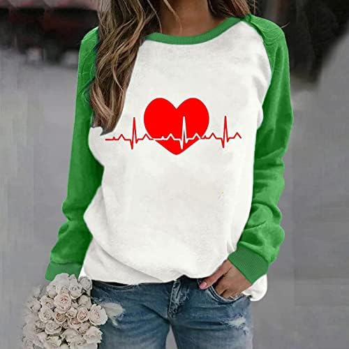 Aranyos Szív Grafikus Tshirt Női Valentin Nap Divat Pulóver Pulóver, Blúz, Hosszú Ujjú Alkalmi O-nyakú Póló