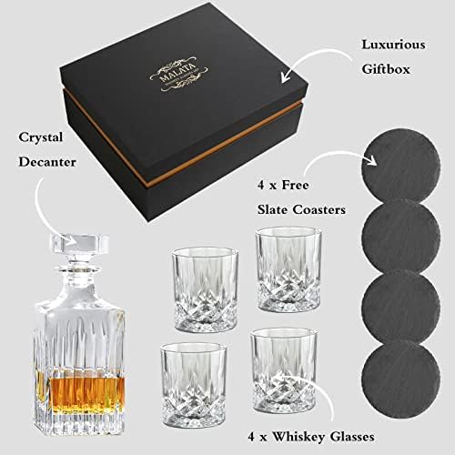 Whiskys Üveget, Poharak Meghatározott Kristály Bourbon Derítő Szett 4 Whiskys pohár Whisky Likőr, Rum, Vodka Ajándékok Férfiaknak